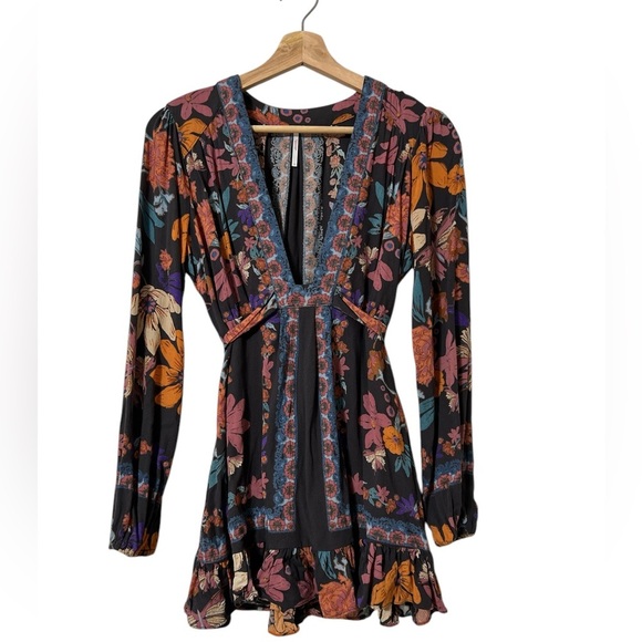 Free People Tops - Free People Violet Hill Mixed Print Tunic Dress Womens Sz 8 Boho Bohemian Hippie